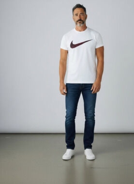 Nike Men's Dri-FIT Training T-Shirt FJ2464-100 with Abstract Graphic Swoosh